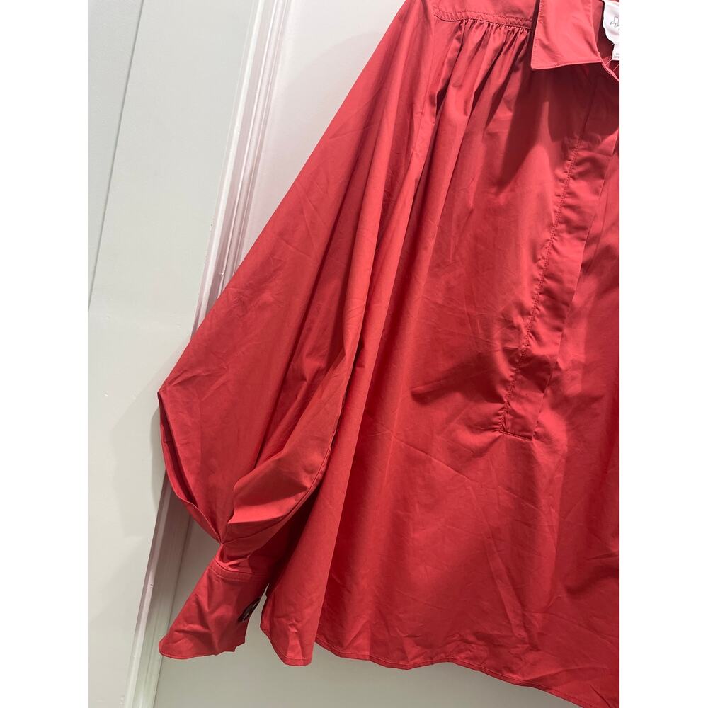 NWT Mare Mare x Anthropologie Long-Sleeve Henley Blouse in Red-Orange Sz L - Picture 7 of 13